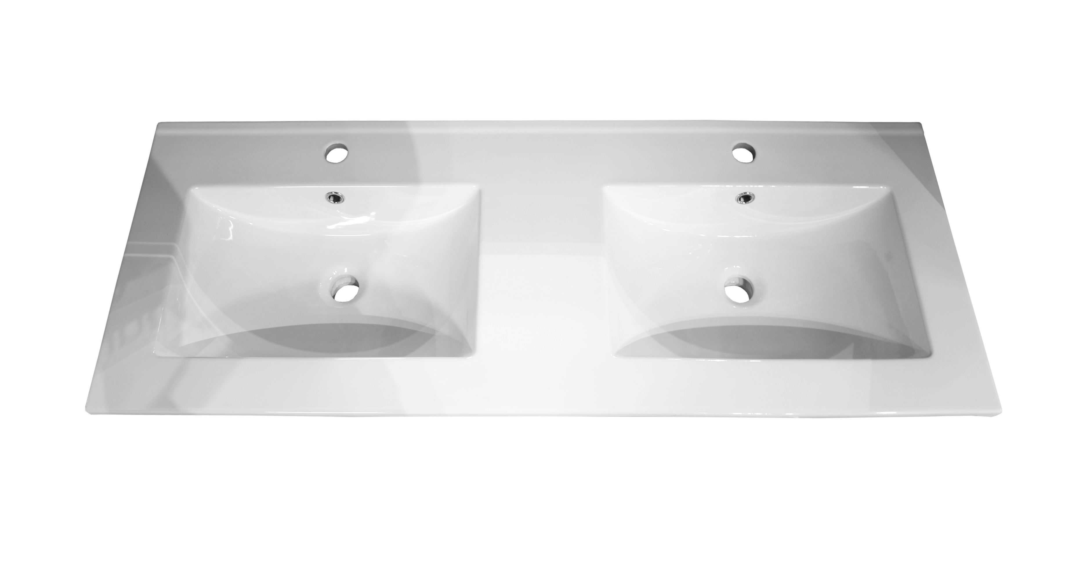 Comptoir-lavabo double moulé en porcelaine