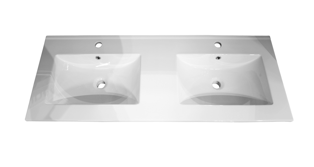 Comptoir-lavabo double moulé en porcelaine