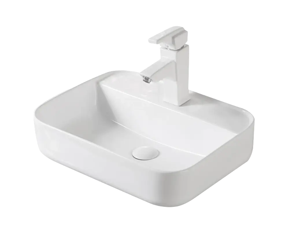 [A422B-BL] Vasque rectangle arrondi avec plage MALCOM blanc lustré