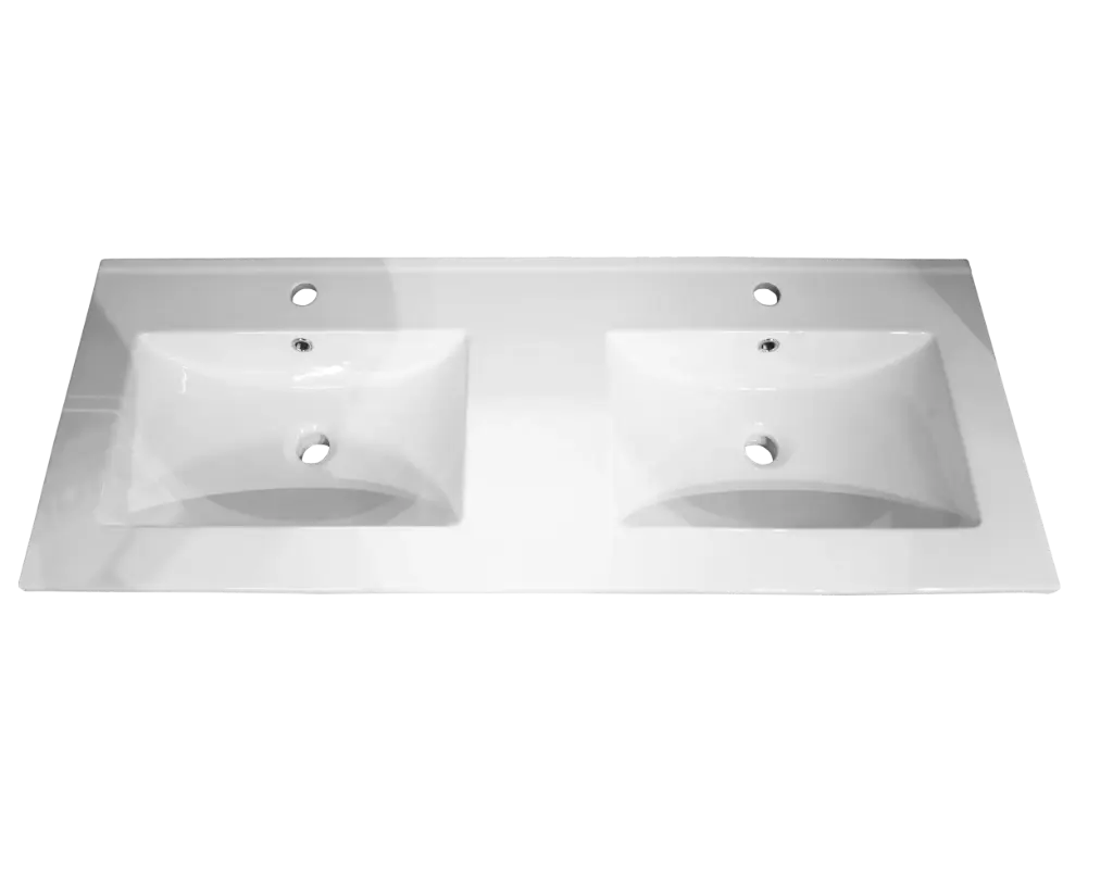 DESSUS 48''  2 LAVABOS MONO BLANC PORCELAINE
